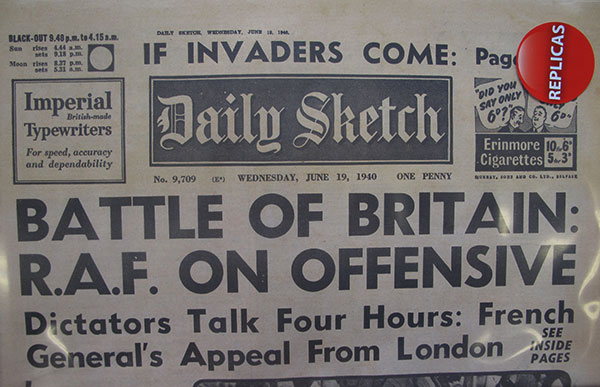 battle of britain replica newspaper